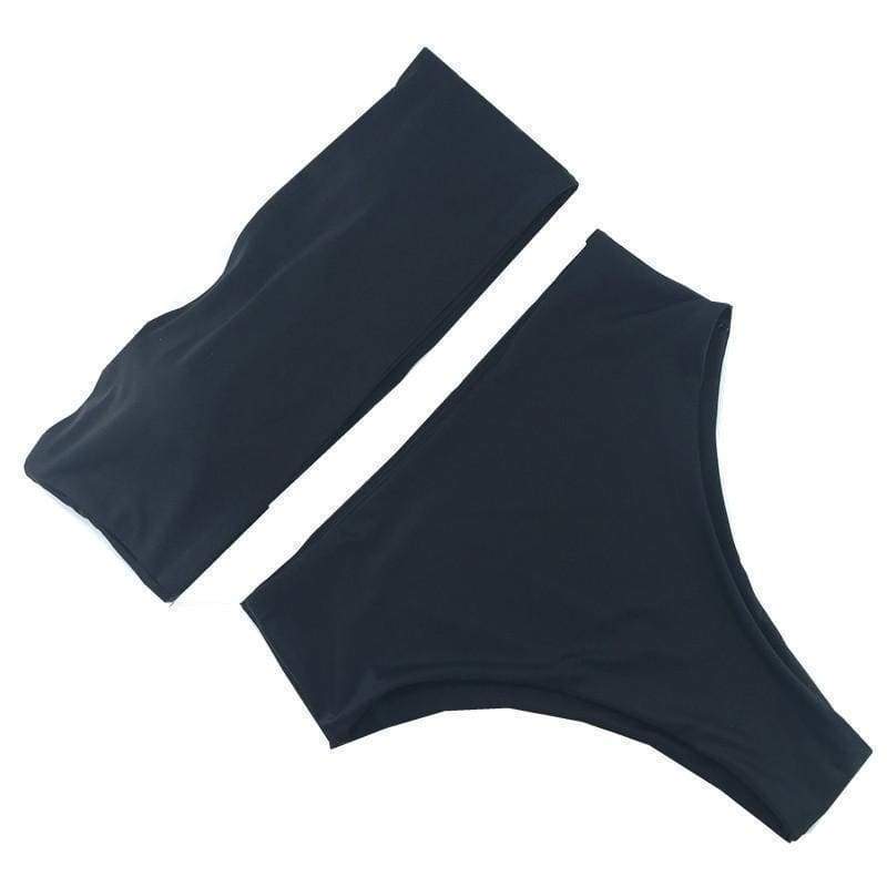 BAUDOUIN HIGH WAISTED BIKINI BOTTOM IN LIQUORICE BLACK - PINKCOLADA