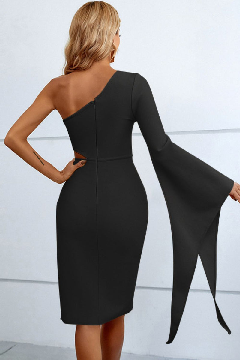 One Shoulder Flare Long Dress ブラック | www.gustadlaw.com