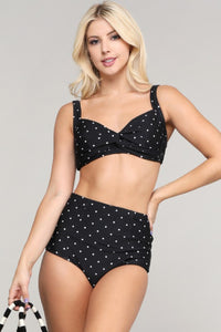 BLACK POLKA HIGH WAISTED BIKINI SET