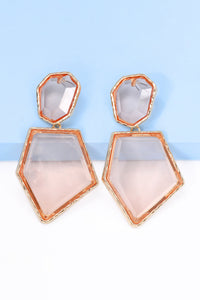 Geometrical Shape Zinc Alloy Frame Resin Dangle Earrings