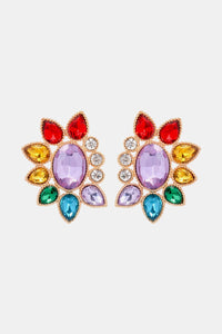 Geometrical Shape Glass Stone Dangle Earrings