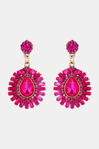 Teardrop Shape Glass Stone Dangle Earrings
