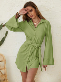 MATCHA GREEN MINI SHIRT DRESS