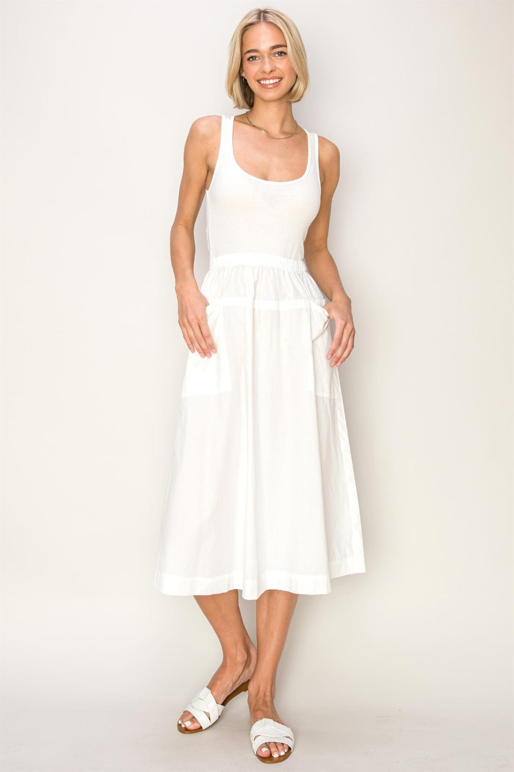white midi tank dress HYFVE Mixed Media Midi Tank Dress – PINKCOLADA