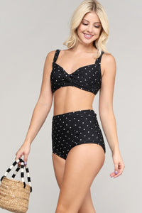 BLACK POLKA HIGH WAISTED BIKINI SET