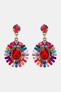 Teardrop Shape Glass Stone Dangle Earrings