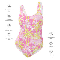 FLORIDA ECO ONE PIECE SWIMSUIT - PINK & YELLOW PALMS