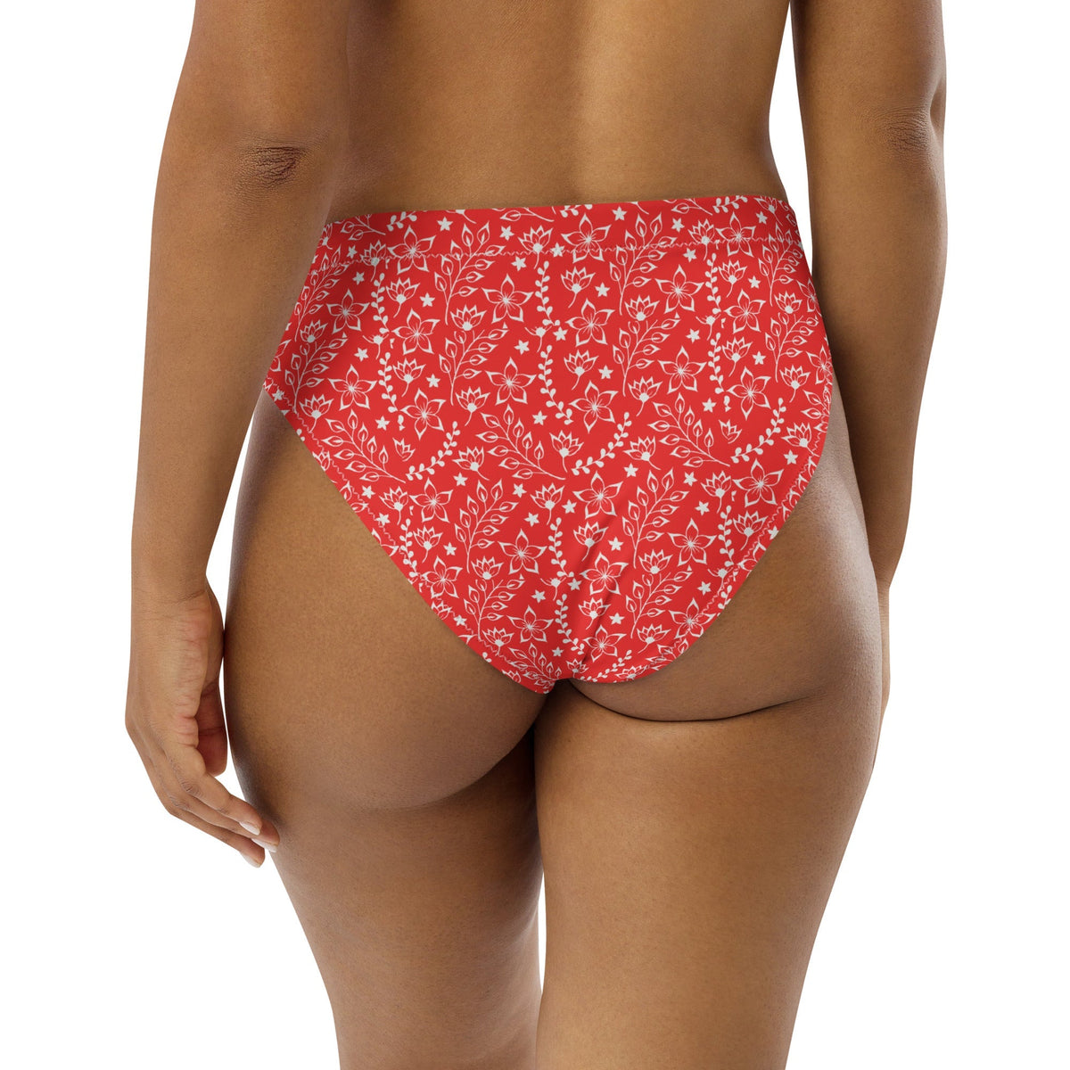 MIAMI ECO HIGH WAISTED BIKINI BOTTOM | GARDEN PARTY RED