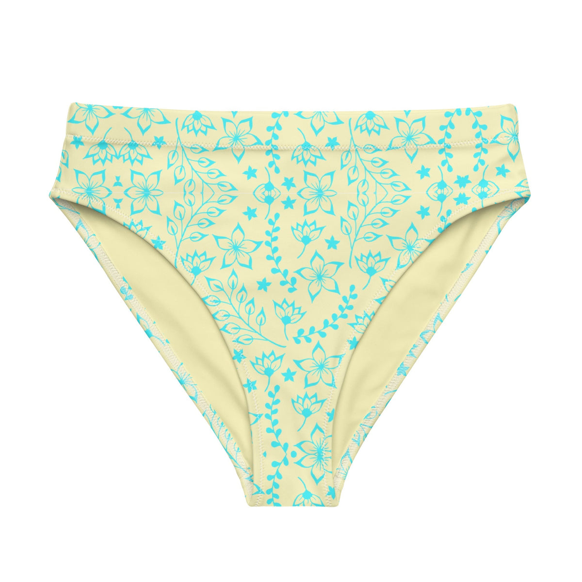 MIAMI ECO HIGH WAISTED BIKINI BOTTOM - GARDEN PARTY SKY BLUE FLORALS