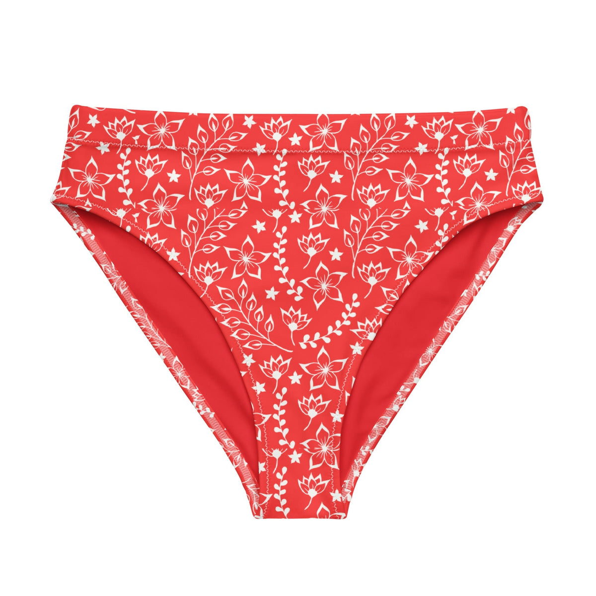 MIAMI ECO HIGH WAISTED BIKINI BOTTOM | GARDEN PARTY RED