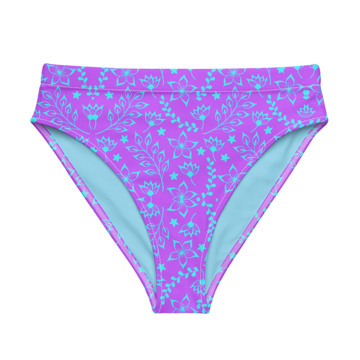 MIAMI ECO HIGH WAISTED BIKINI BOTTOM - GARDEN PARTY PURPLE