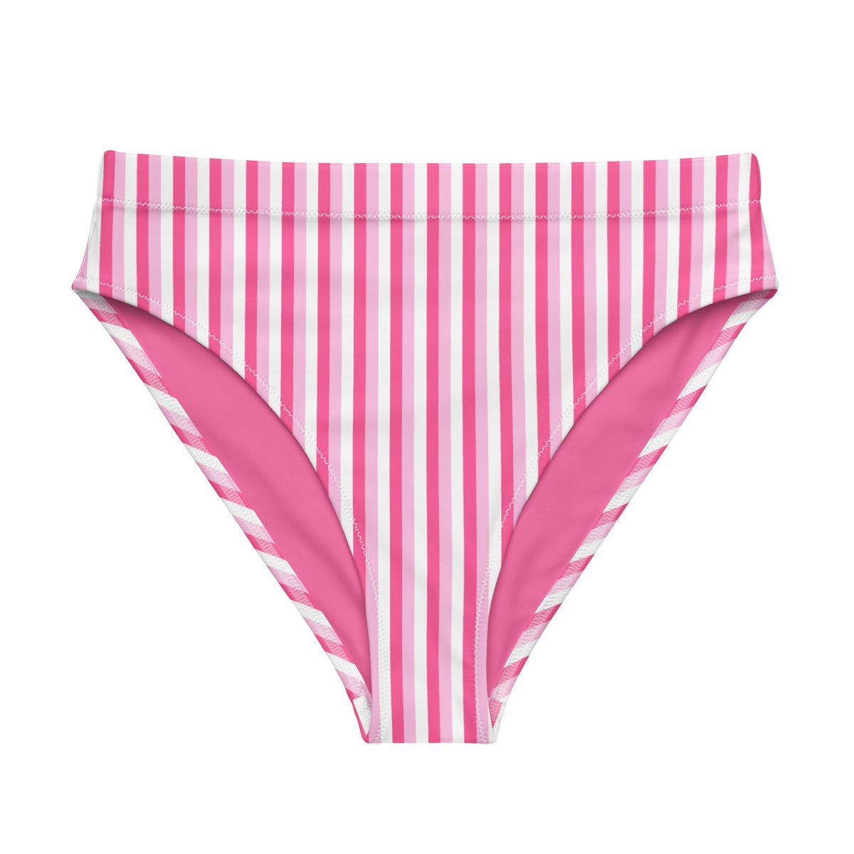 MIAMI ECO HIGH WAISTED BIKINI BOTTOM - PINK STRIPES