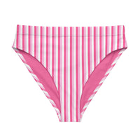 MIAMI ECO HIGH WAISTED BIKINI BOTTOM - PINK STRIPES