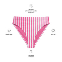 MIAMI ECO HIGH WAISTED BIKINI BOTTOM - PINK STRIPES