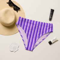 MIAMI ECO HIGH WAISTED BIKINI BOTTOM - PURPLE STRIPES