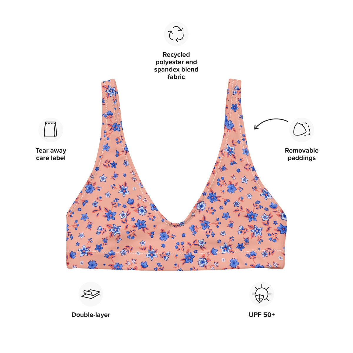 BELLA ECO PADDED BIKINI TOP | APRICOT GARDEN