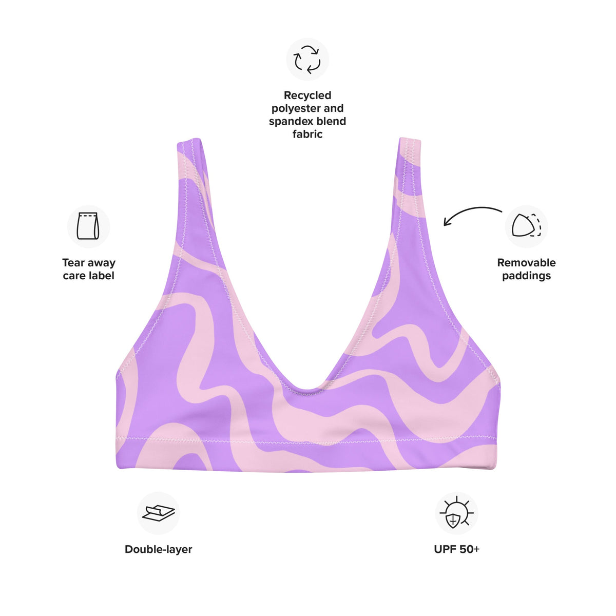 BELLA ECO PADDED BIKINI TOP - PURPLE SWIRLSA