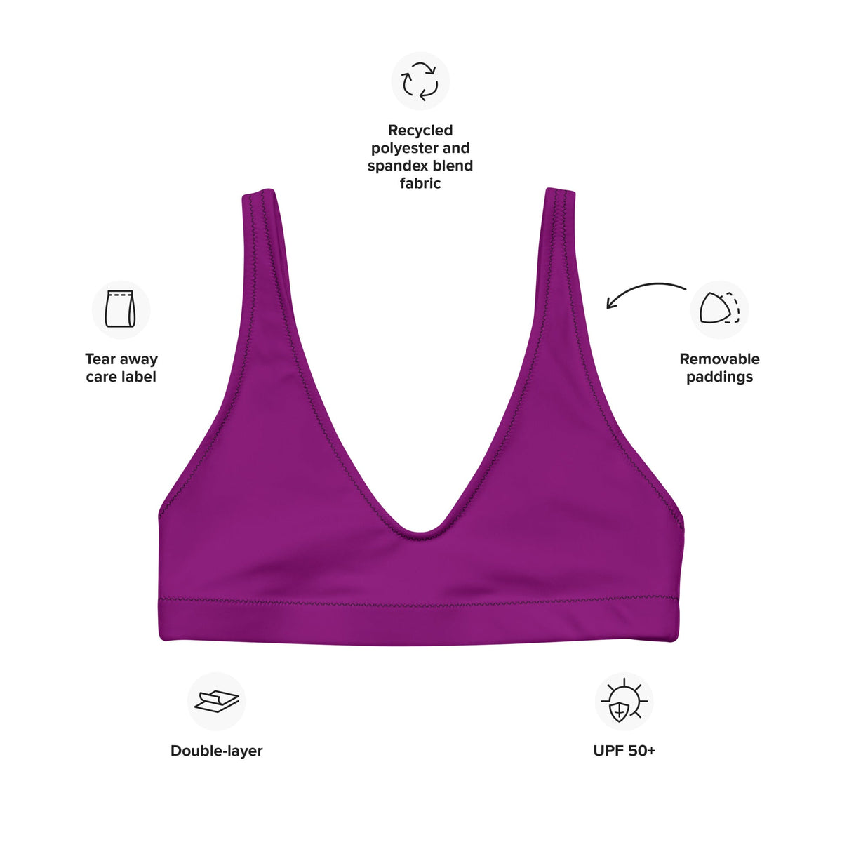 BELLA ECO PADDED BIKINI TOP - BERRY PURPLE