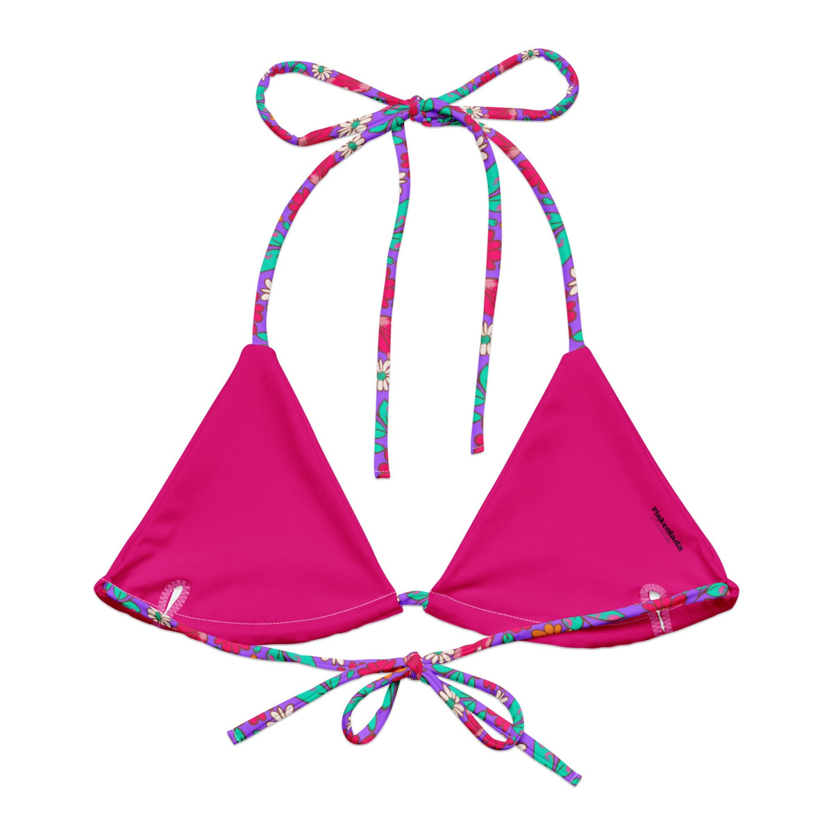 TRIANGLE STRING BIKINI TOP ECO - MAGICAL PURPLE BLOOMS