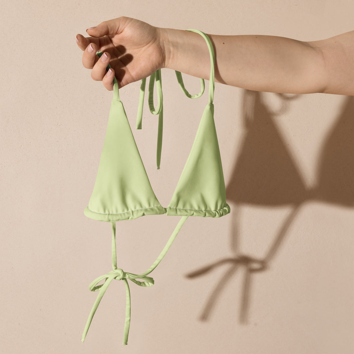 TRIANGLE STRING BIKINI TOP ECO - PASTEL LIME