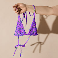 TRIANGLE STRING BIKINI TOP ECO - DITSY PURPLES