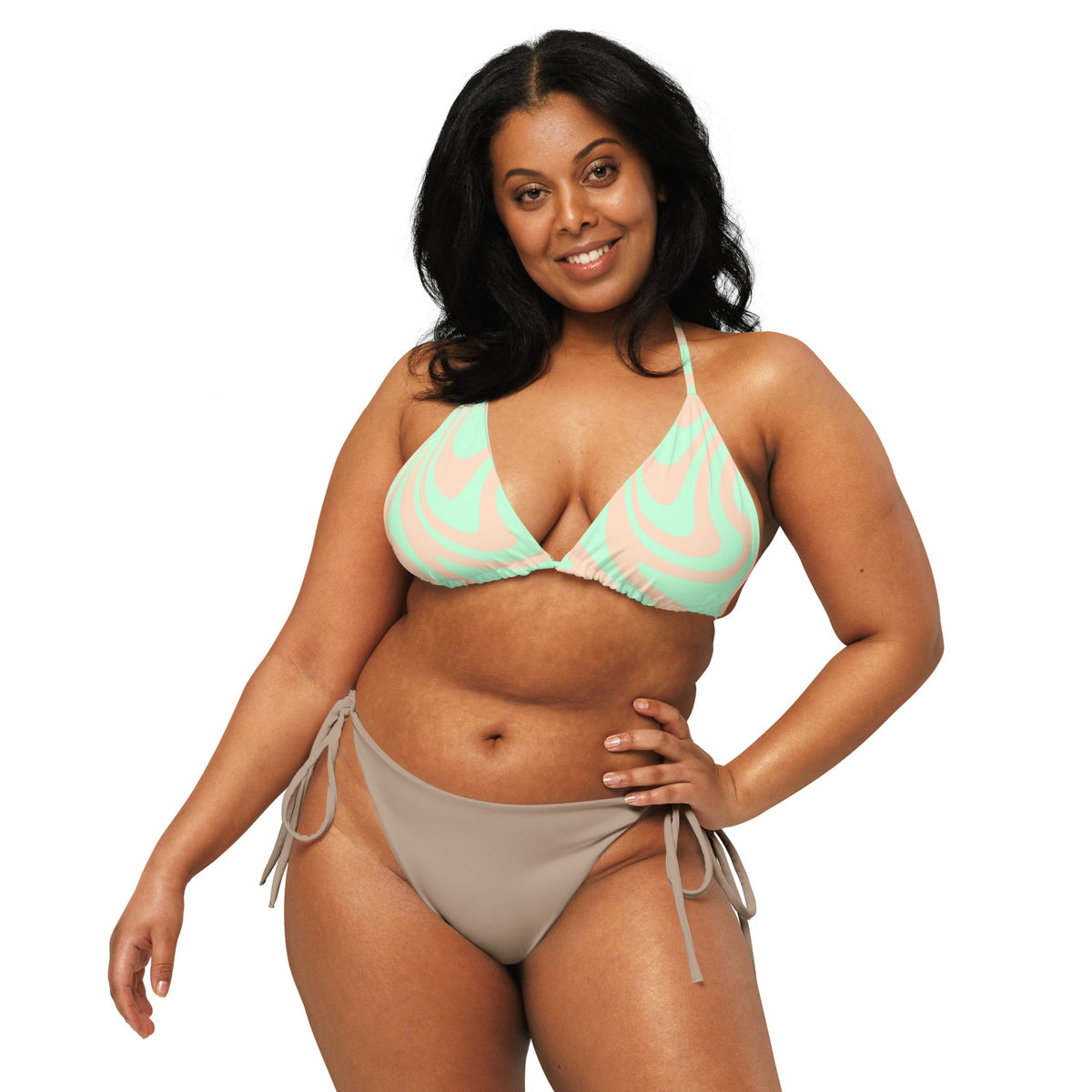 TRIANGLE STRING BIKINI TOP ECO - LIME SWIRLSA