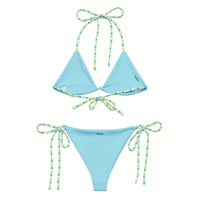 STRING BIKINI SET ECO - BLUE & LIME STRIPES