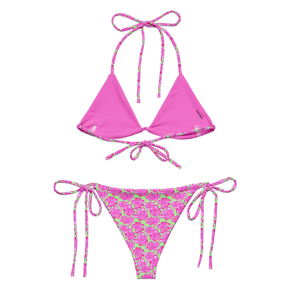 STRING BIKINI SET ECO - PINK ROSES