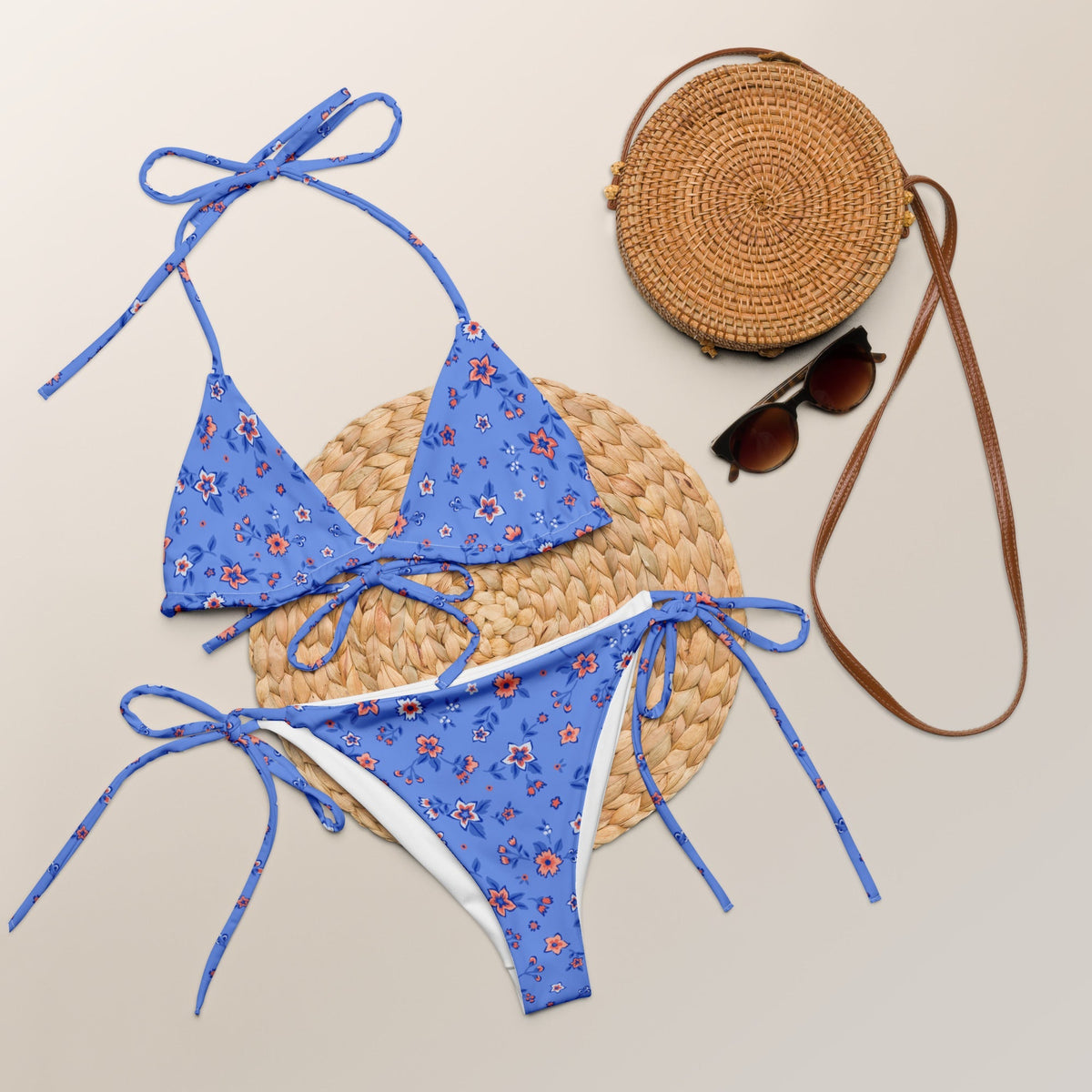 STRING BIKINI SET ECO -  SAPPHIRE FLORALS