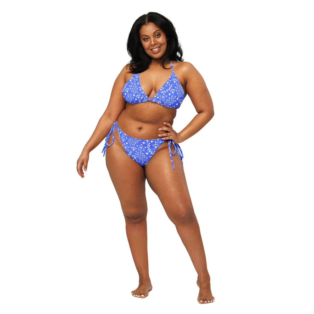 STRING BIKINI SET ECO - GARDEN PARTY BLUE