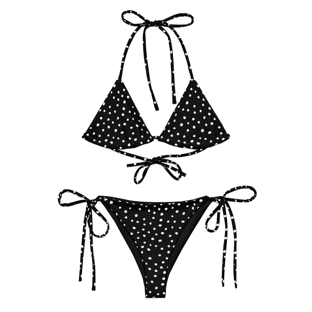 STRING BIKINI SET ECO - BLACK POLKA