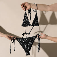 STRING BIKINI SET ECO - BLACK POLKA