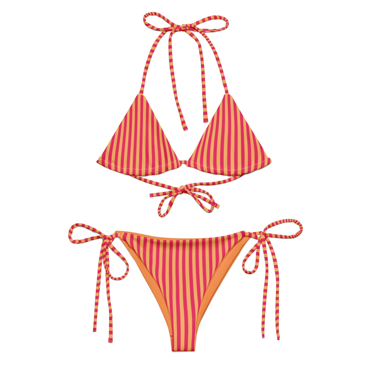 STRING BIKINI SET ECO - ORANGE & RED STRIPES