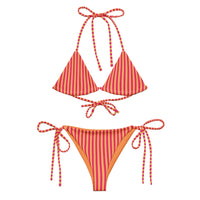 STRING BIKINI SET ECO - ORANGE & RED STRIPES