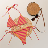 STRING BIKINI SET ECO - ORANGE & RED STRIPES