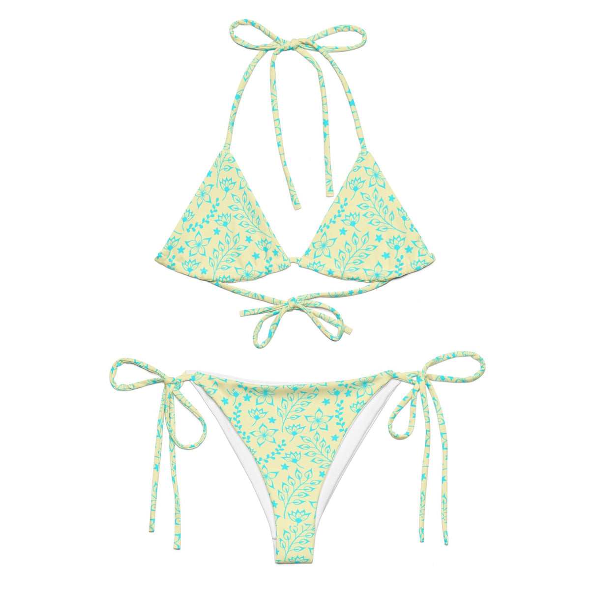 STRING BIKINI SET ECO - GARDEN PARTY SKY BLUE FLORALS
