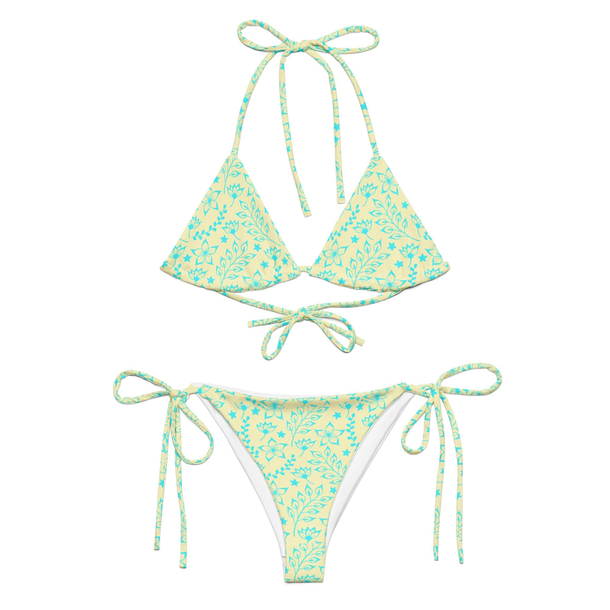 STRING BIKINI SET ECO - GARDEN PARTY SKY BLUE FLORALS