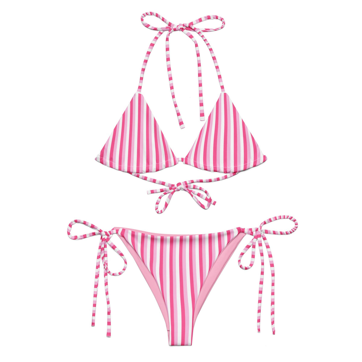 STRING BIKINI SET ECO - PINK STRIPES