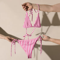 STRING BIKINI SET ECO - PINK STRIPES