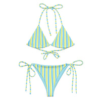 STRING BIKINI SET ECO - BLUE & LIME STRIPES