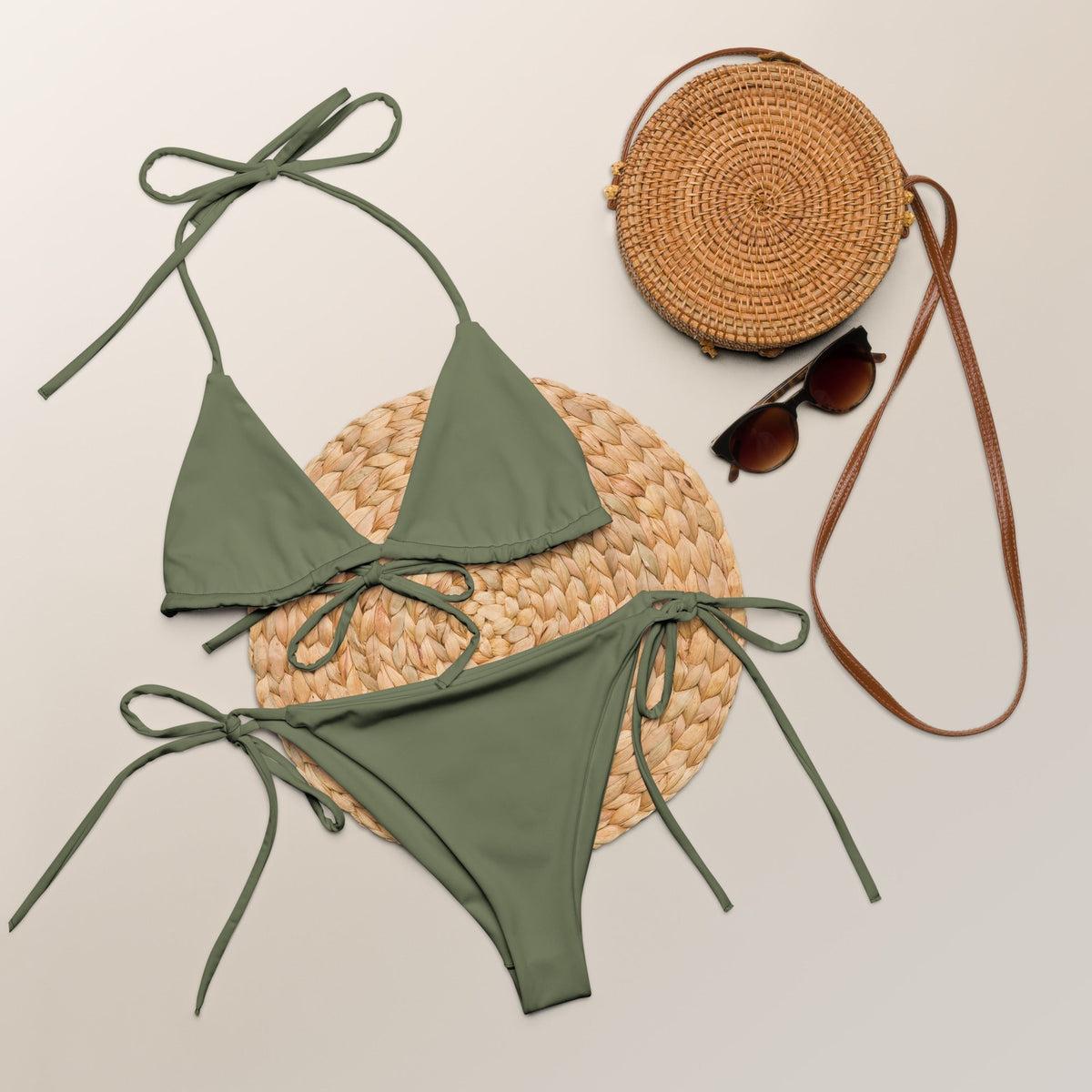 STRING BIKINI SET ECO - KHAKI GREEN