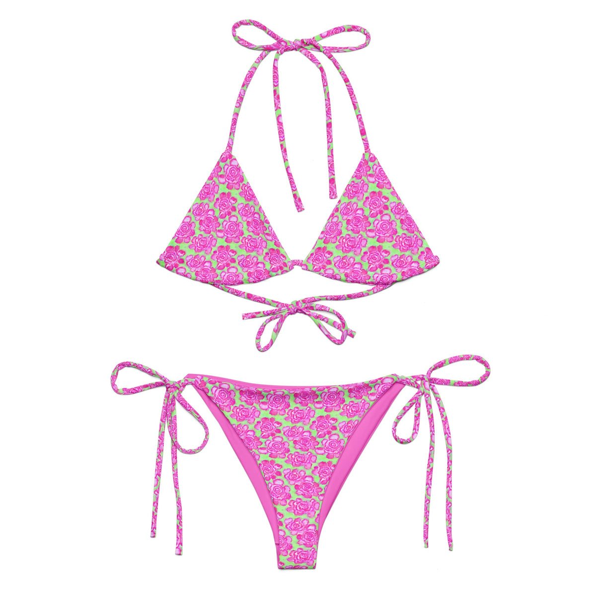 STRING BIKINI SET ECO - PINK ROSES