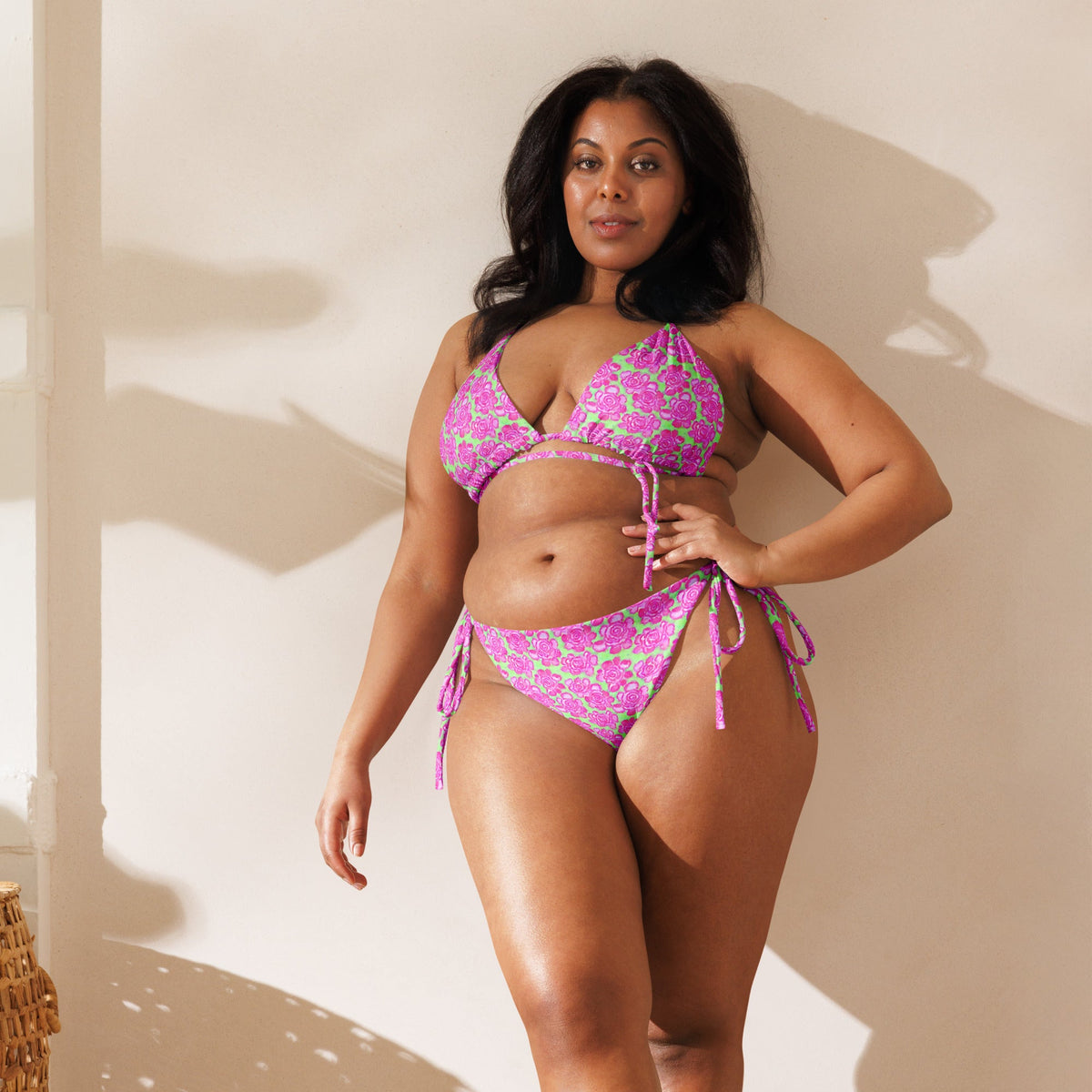 STRING BIKINI SET ECO - PINK ROSES