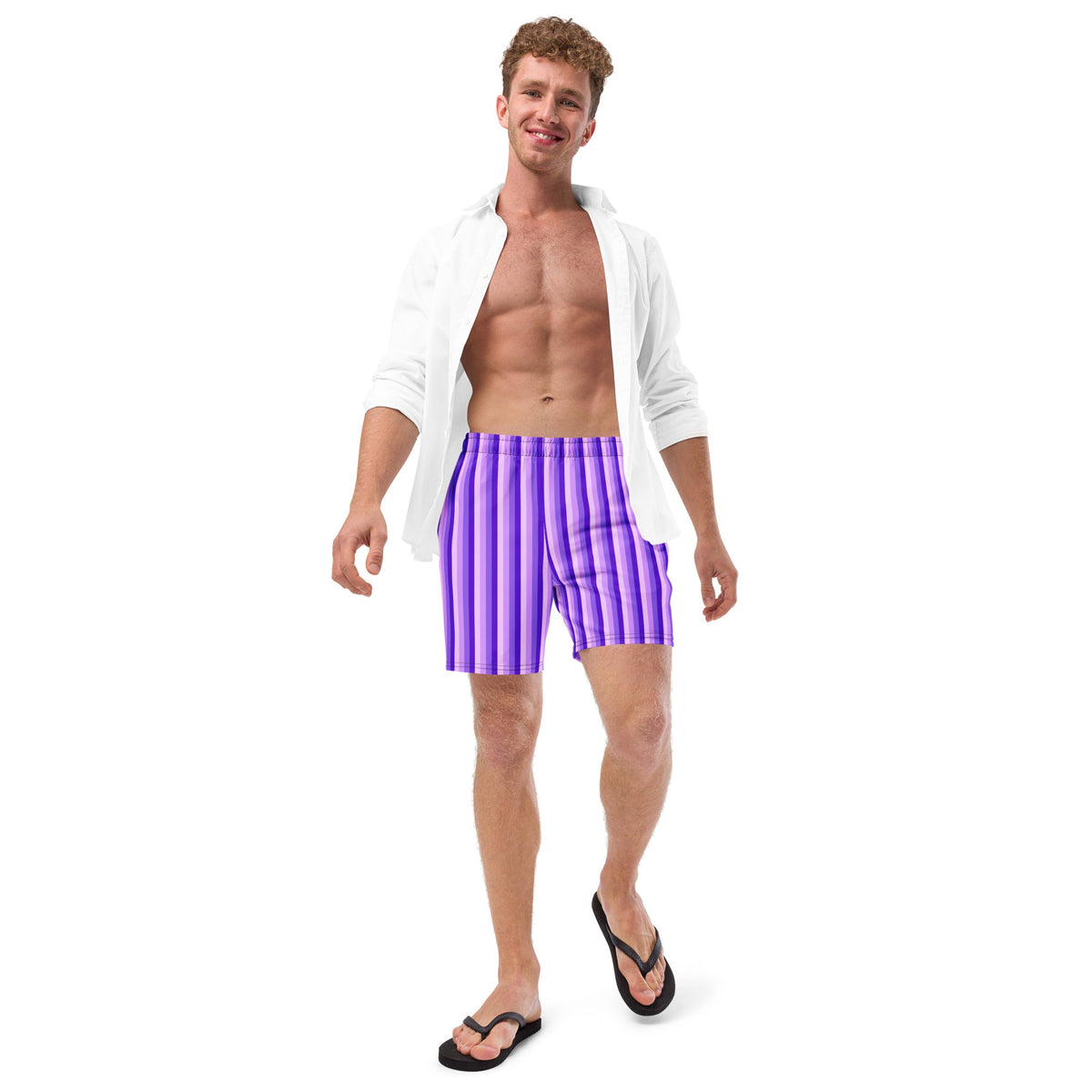 ECO MEN'S SWIM SHORTS - PURPLE STRIPES