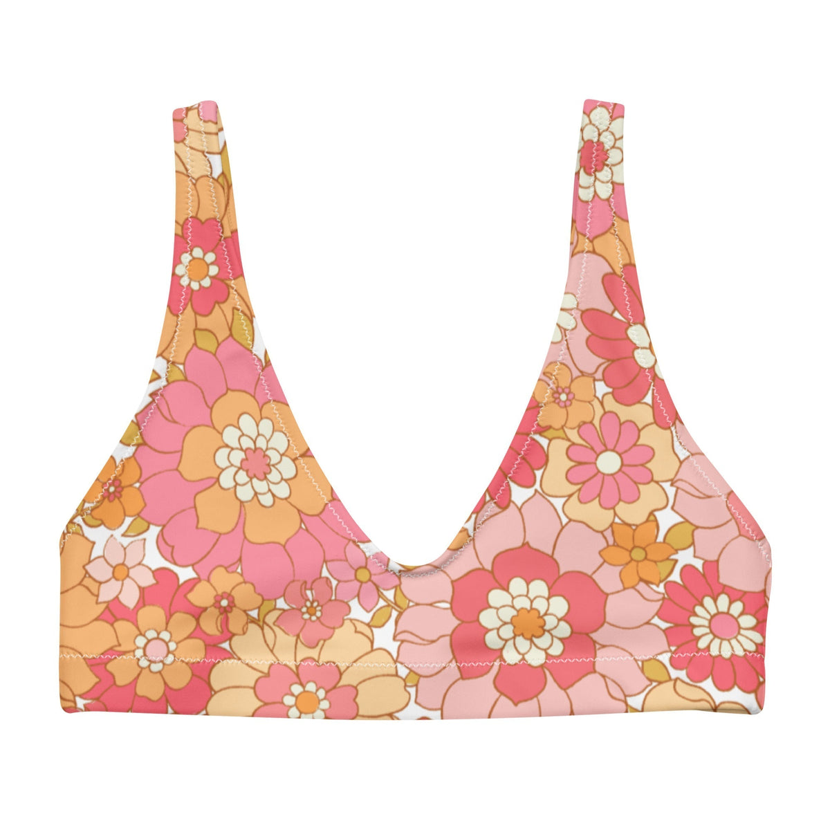 BELLA ECO PADDED BIKINI TOP | RETRO BLOOMS - PINKCOLADA