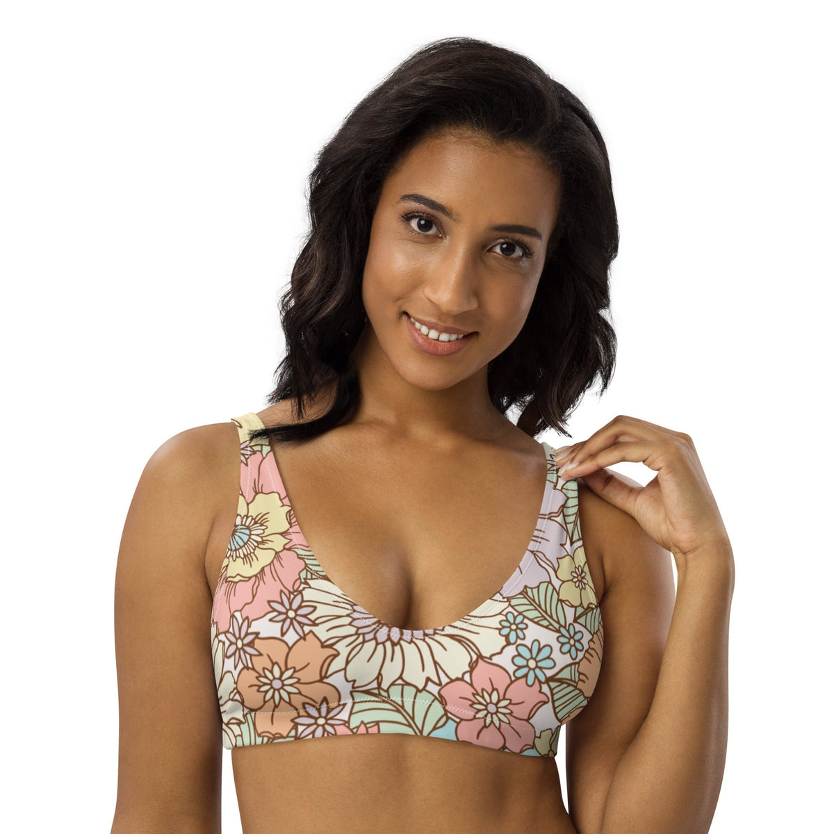 BELLA ECO PADDED BIKINI TOP | SUNSET GARDEN - PINKCOLADA