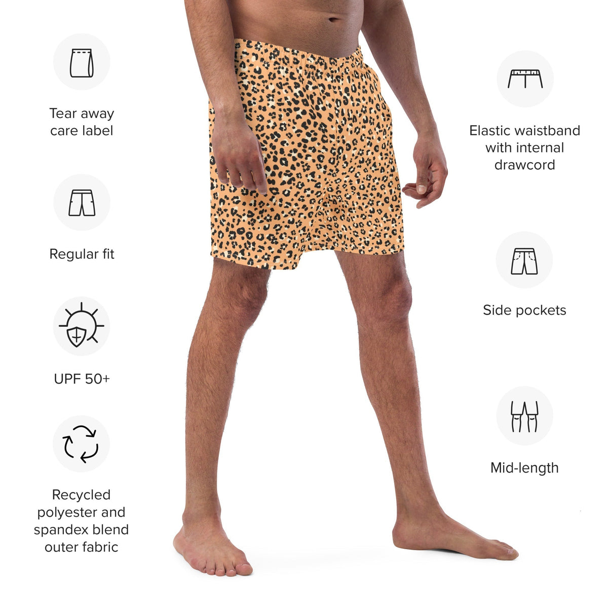 ECO MEN'S SWIM SHORTS | ORANGE LEOPARD - PINKCOLADA