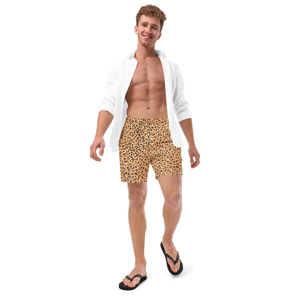 ECO MEN'S SWIM SHORTS | ORANGE LEOPARD - PINKCOLADA