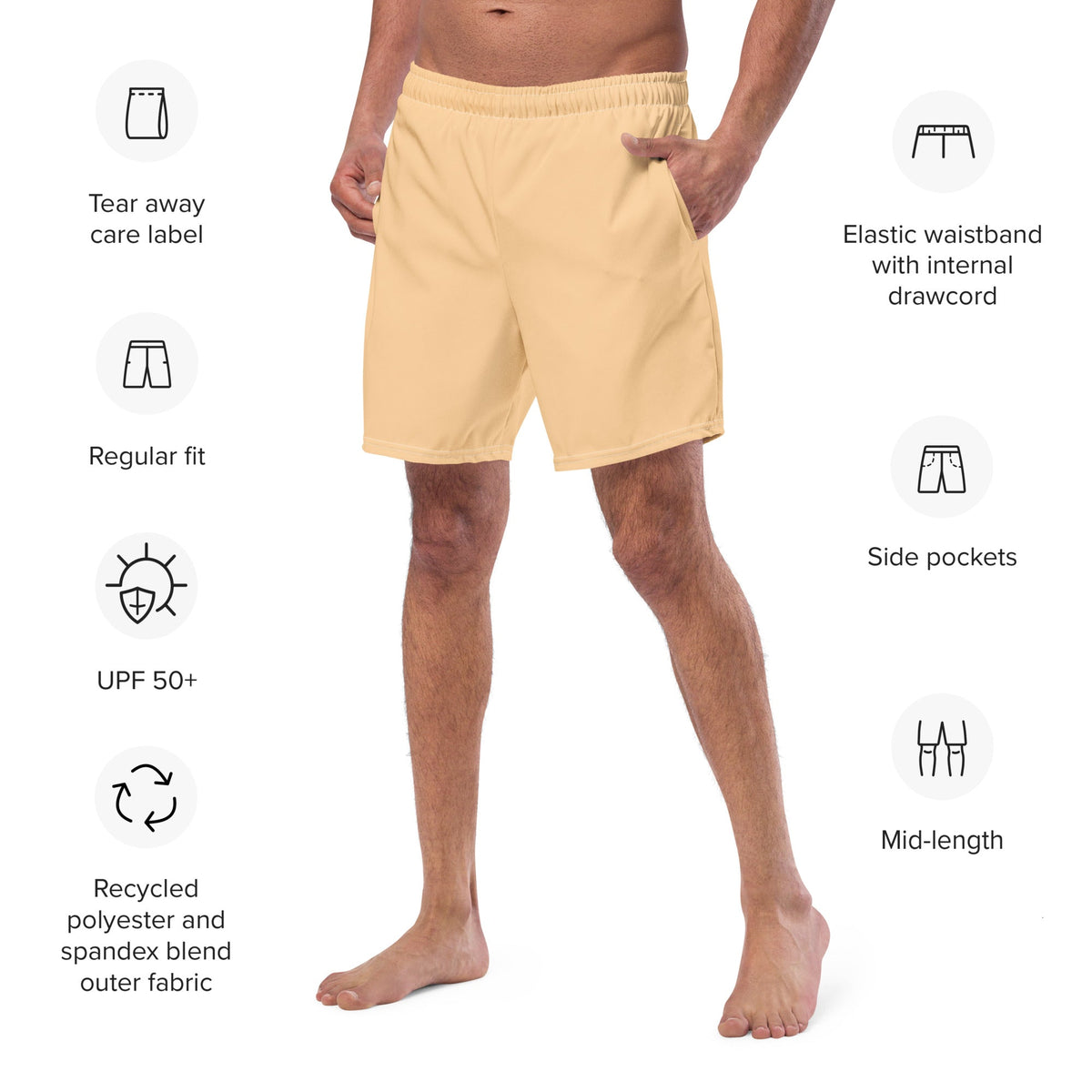 ECO MEN'S SWIM SHORTS | PASTEL MANDARIN - PINKCOLADA