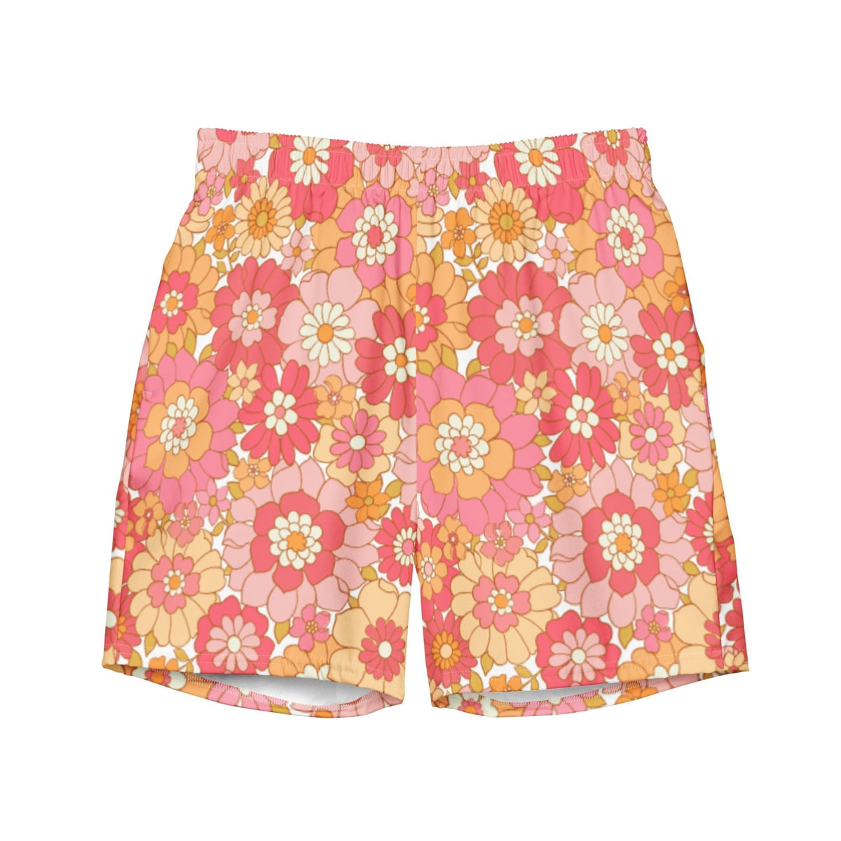 ECO MEN'S SWIM SHORTS | RETRO BLOOMS - PINKCOLADA